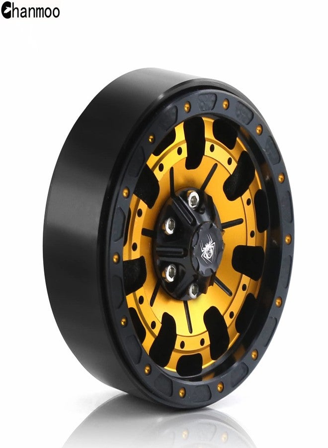 Chanmoo 1.9 RC Beadlock Wheels Rims With 12mm Hex 1.9 Inch Metal Wheel Hub For 1/10 RC Crawler Car SCX10 SCX10 II 90046 SCX10 III TRAXXAS TRX4 Axial Tamiya CC01 D90 1.9 RC Crawler Tires 4PCS (Gold) - Image 4